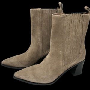 Zara Suede Leather Cowboy Ankle Boots Size 11